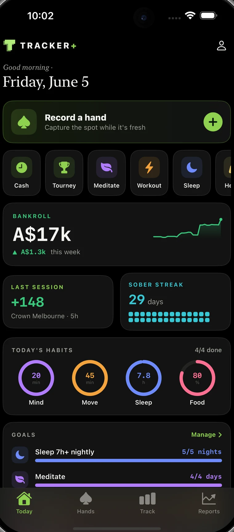 Tracker+ app screenshot